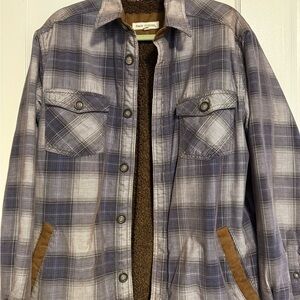 Plaid Shirt Jacket - Gray and Brown